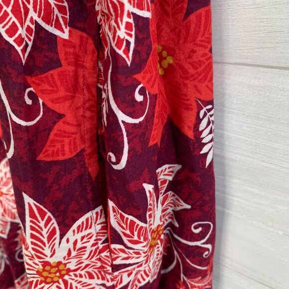 Only Necessities Burgundy red Poinsettia house dress pockets 22/24 1X - Picture 5 of 6